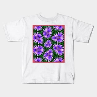 Cute Purple Aster Pattern Kids T-Shirt